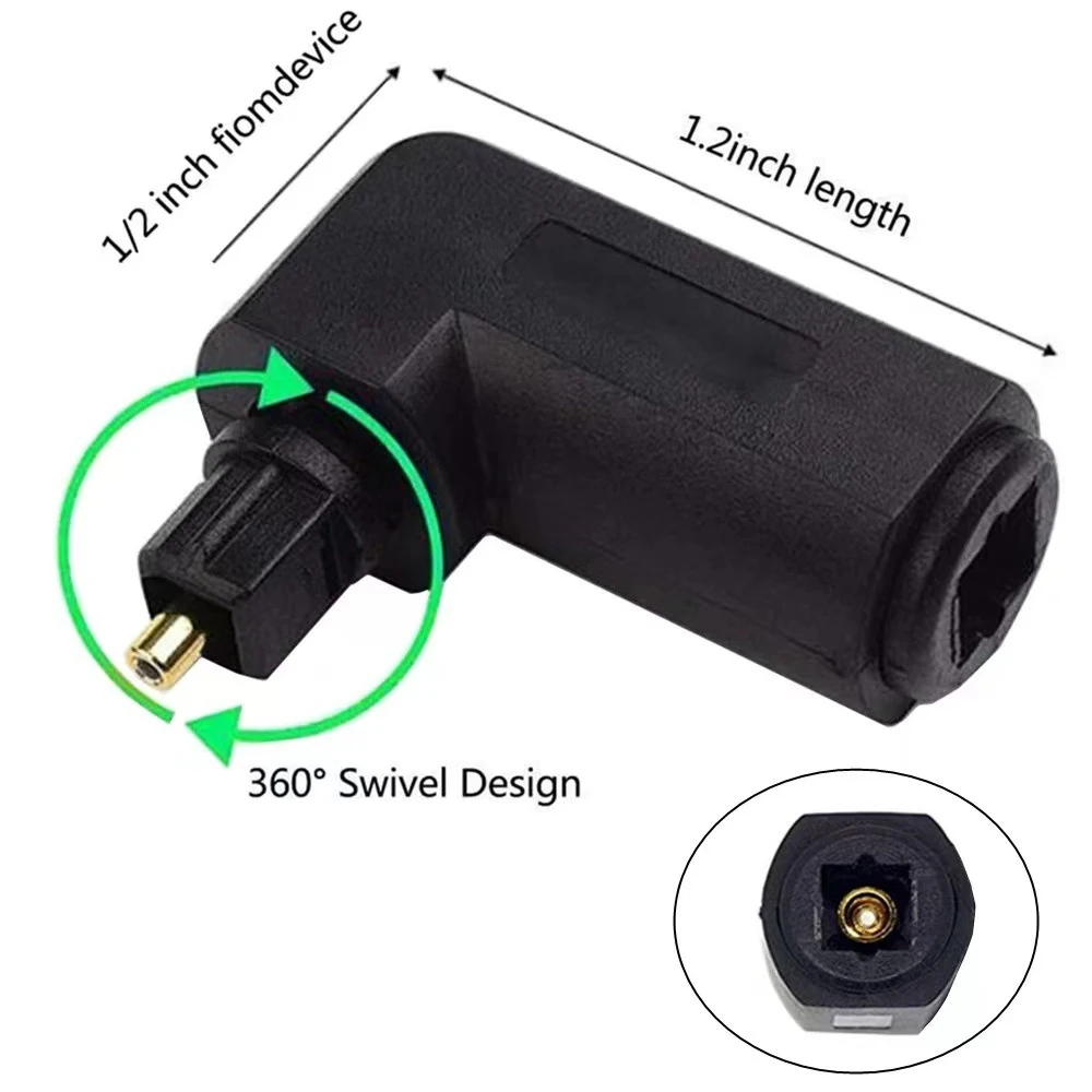 360 Degree Digital Audio Computer TV DVD Audio Fiber Optic Cable Square Port 90 Degree Optical Audio Connector Adapter