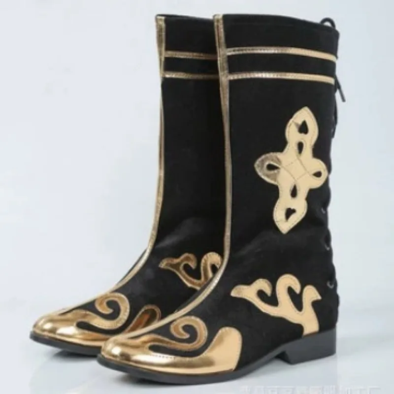 Botas de Cosplay medievales para Halloween, zapatos de Cosplay G, zapatos de Rey Mono, espadachín, caballero, juego de rol, botas de baile nacional minoritaria