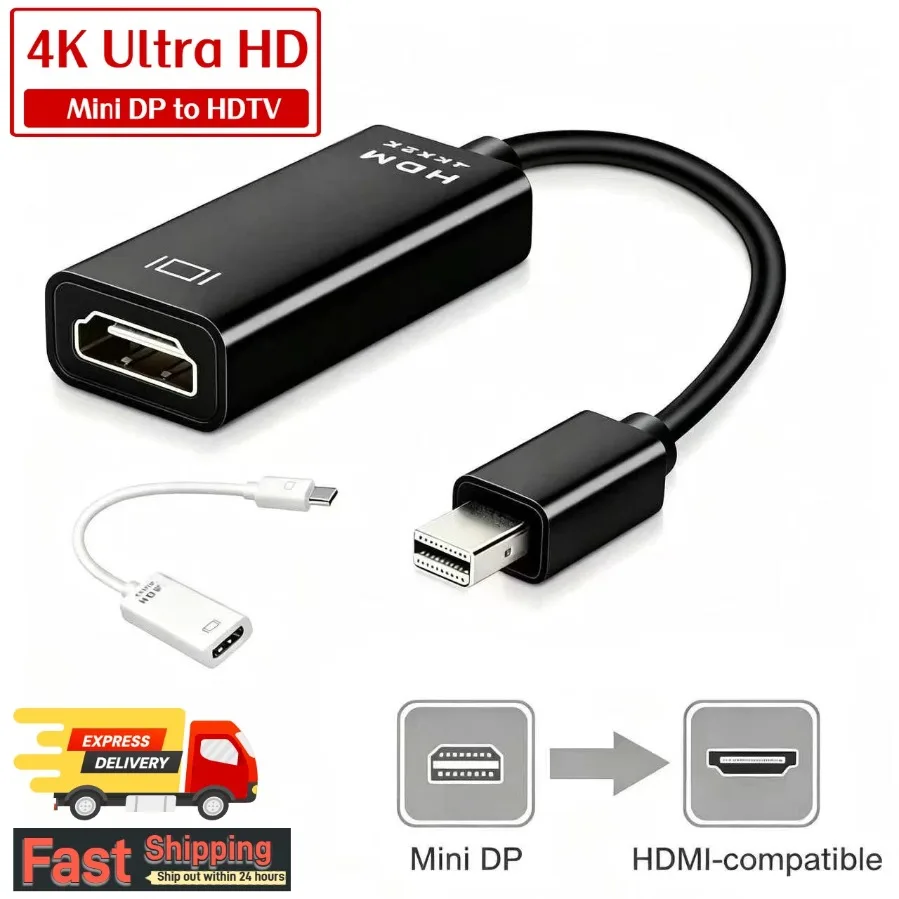 4K*2K Thunderbolt Mini DP to HDMI-Compatible Converter Male to Female 1080P Mini DisplayPort to HD Adapter for Macbook Laptop TV
