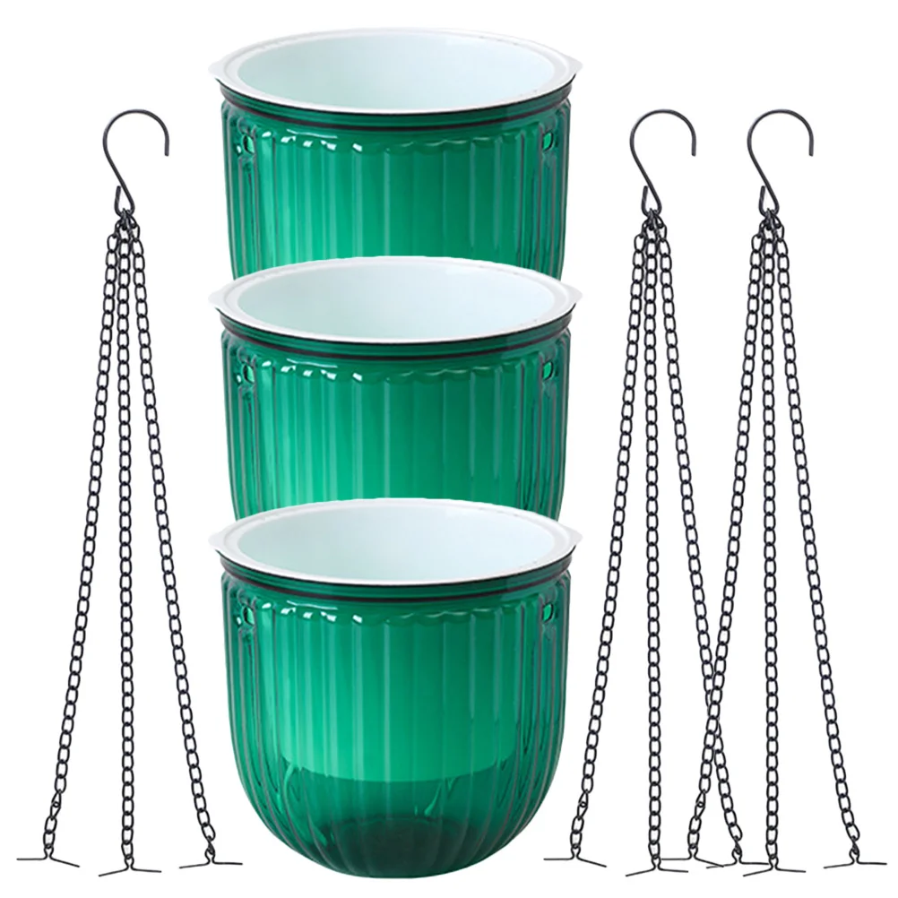 

3Pcs Resin Flower Pots Hanging Planters with Drainage for Yard Patio Garden Decoration Self Watering Flower Container Suspended