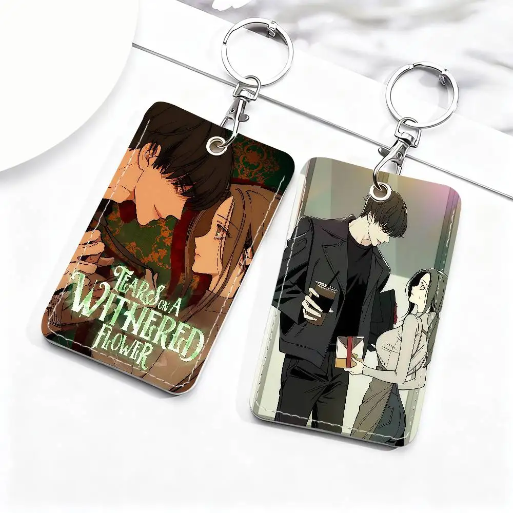 

Comic T-Tears On A W-Withered Flower Card Holder Suitable For Student Bus Subway Bank Gym and Keychain Loss Prevention