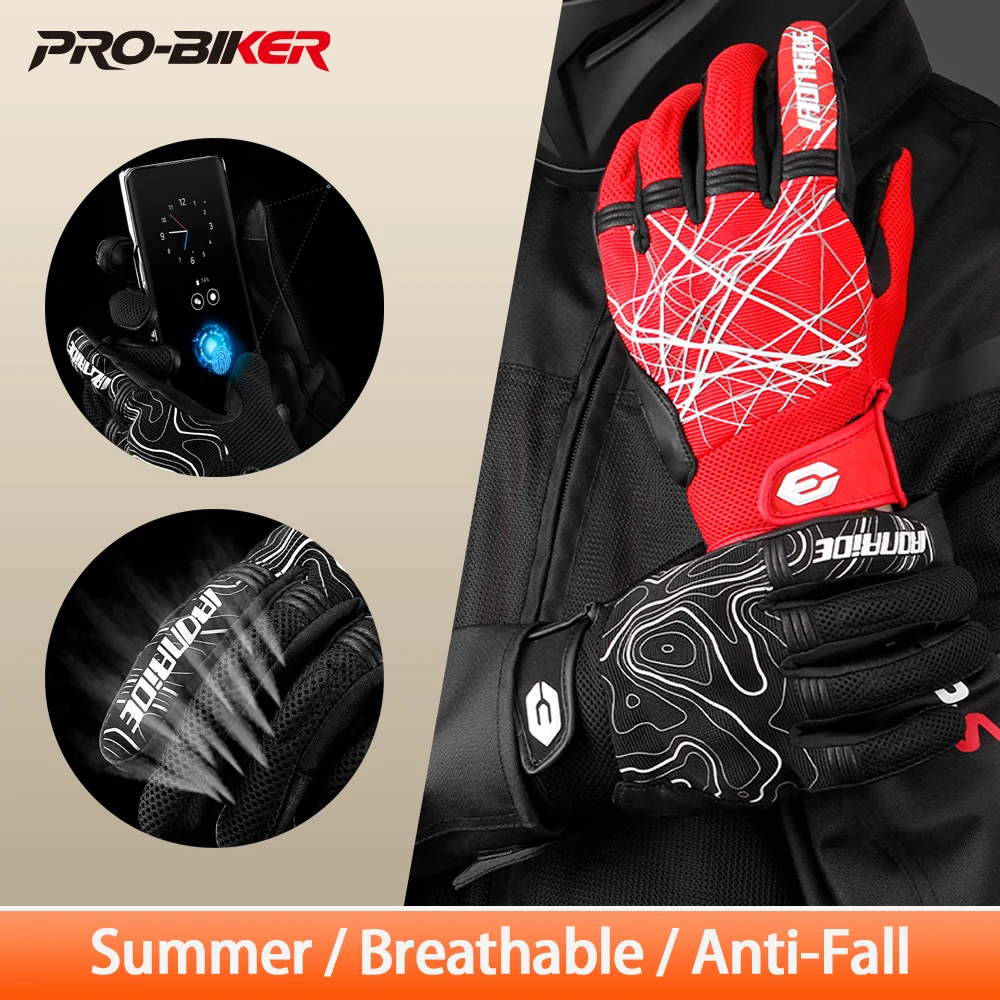 

Летние перчатки для мотокросса и гонок с сенсорным экраном, защитные перчатки для мотоциклов с полными пальцами, дышащие, нескользящие.