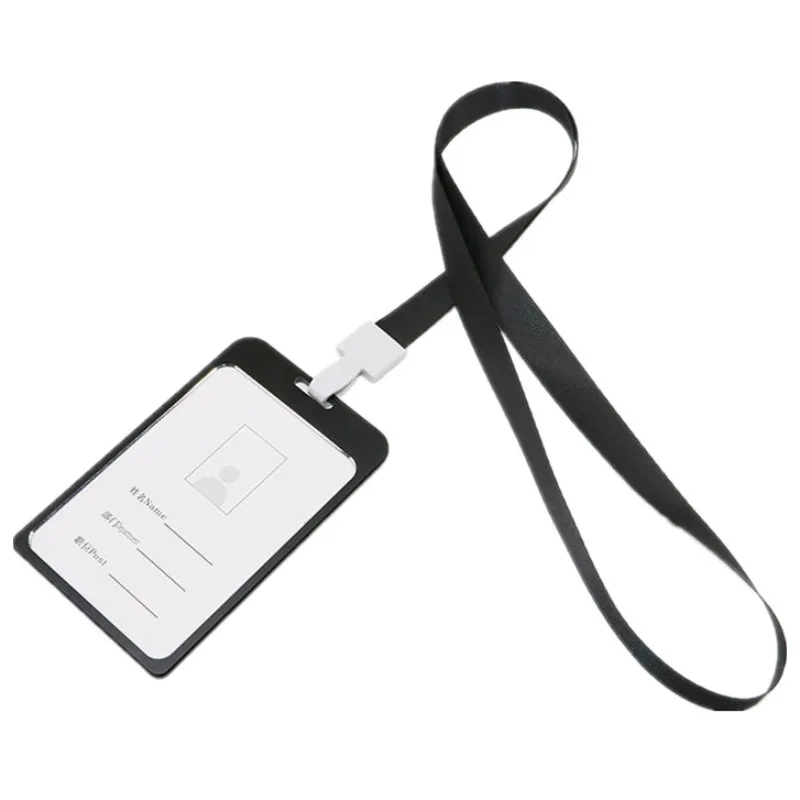 Metal Badge ID Holder Cover Tag Staff Work Pass Card Sleeve Case Neck Strap Workers Pass Card Holder Case Badge with Lanyard