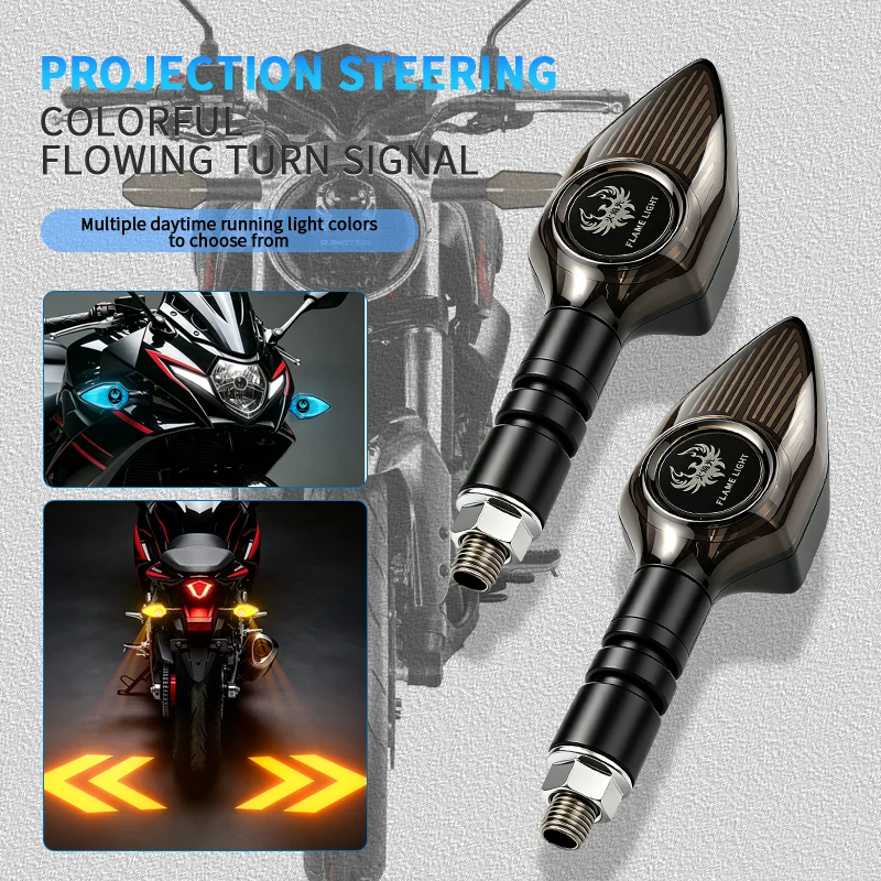 LED Flowing Atmosphere Light, Motorcycle Steering Projection Lamp & Electric Vehicle Warning Turn Signal Tail Light, Upgrade Mod