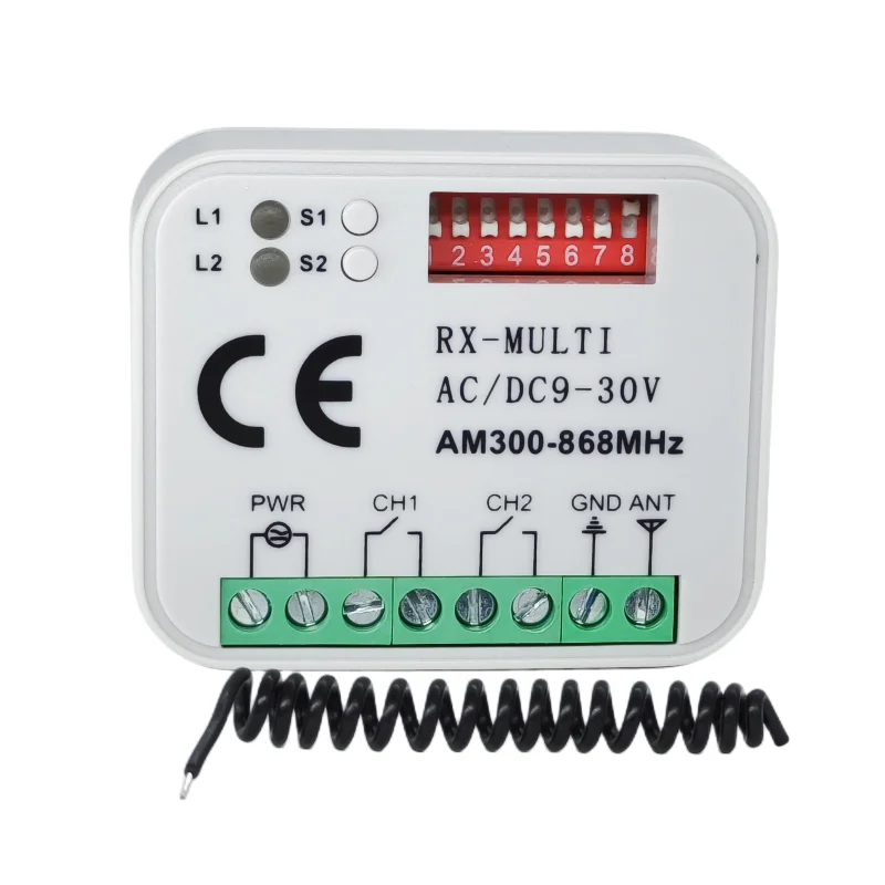 12V-24V receiver controller board multi frequency 2 channel receiver 433.92-900mhz RX multi garage door opener receiver