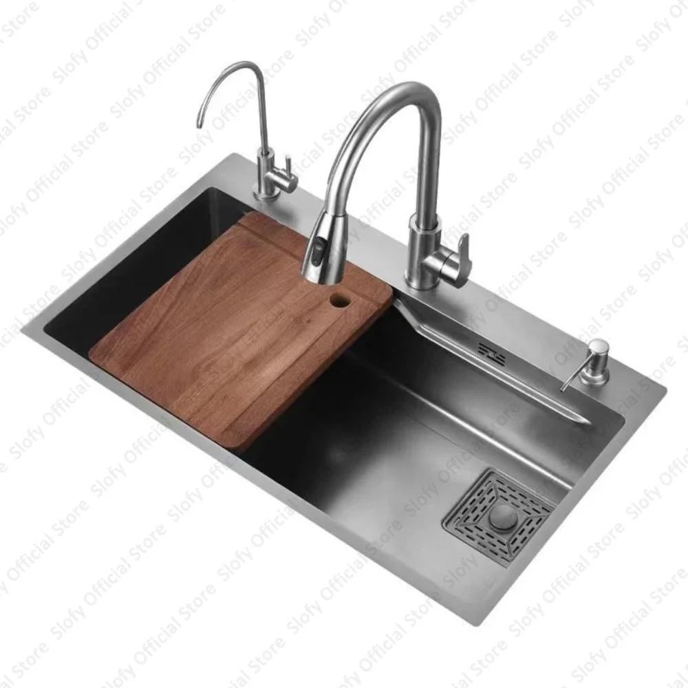 

Multifunctional Kitchen Sink Stainless Steel Large Capacity Thickened Handmade Vegetable Basin Wash/Cut/Drain in One Full Set