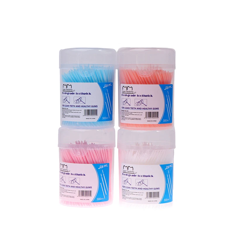 300Pcs Double‑Head Plastic Interdental Brushes Dental Floss Sticks Oral Hygiene Toothpicks Teeth Cleaning Tools