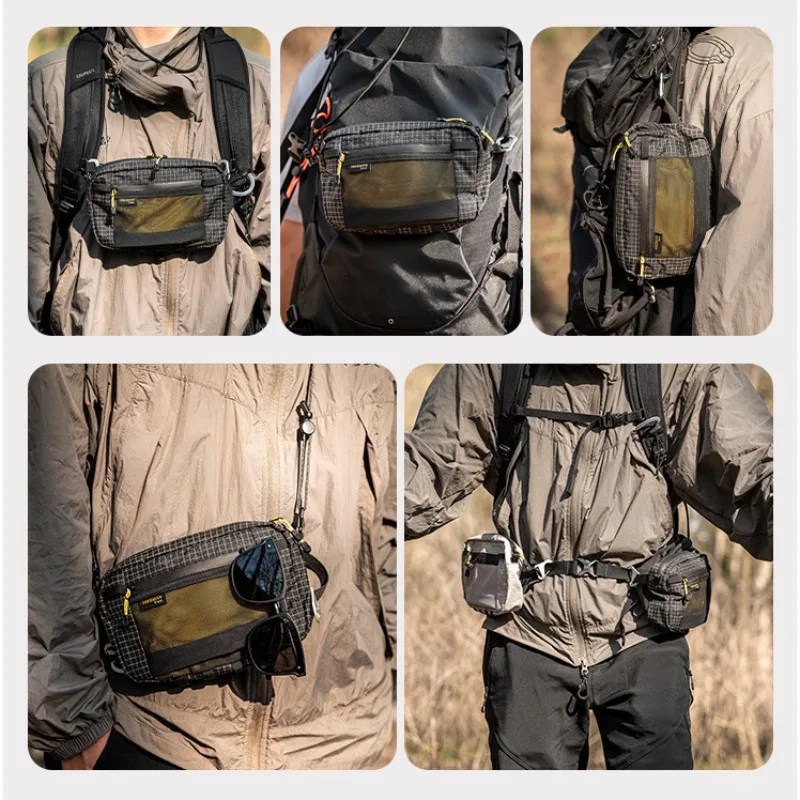 حزمة خصر من الألياف المطورة 1.1 لتر مقاومة للماء وخفيفة الوزن ومتعددة الجيب لركوب الدراجات والجري والمشي لمسافات طويلة والتخييم وإكسسوارات الرياضة الخارجية