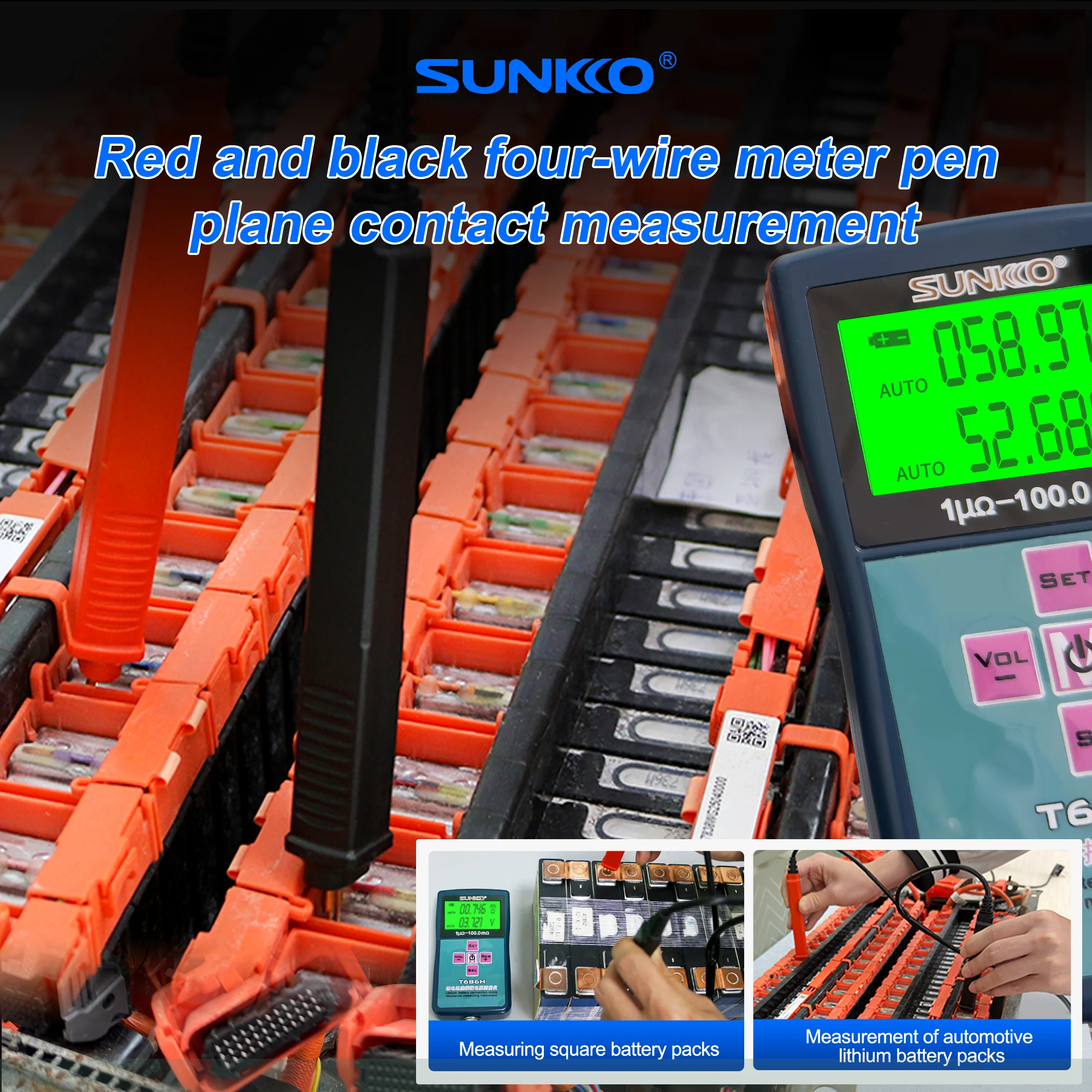 

SUNKKO T686H 4-Wire Battery ESR Meter 0.1mV Voltage 100V DC Range for NiMH/Pb/Super Capacitor