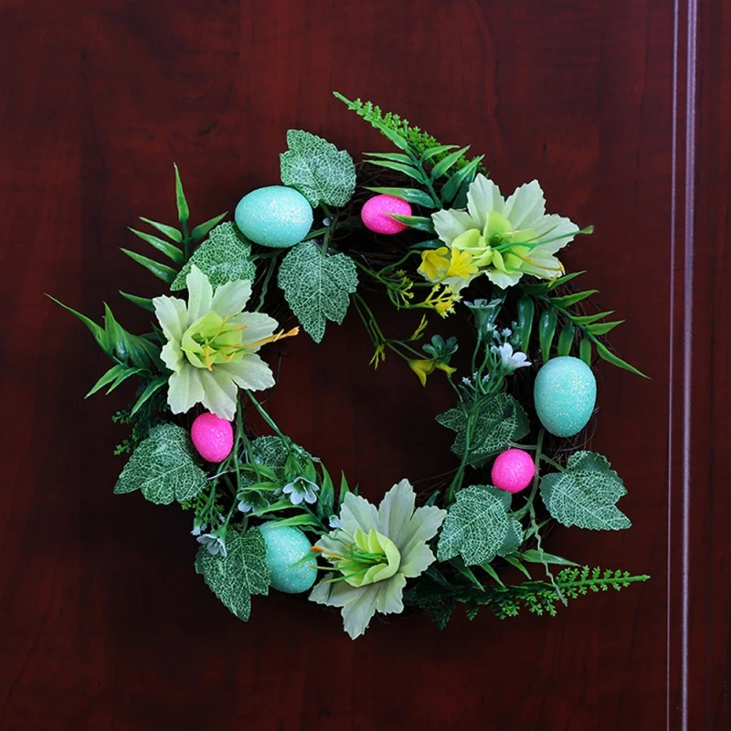 Décoration de guirlande de feuilles de fleurs artificielles, couronne de printemps pour la décoration intérieure, ornement de porte d'entrée de Pâques suspendu, entrée de jardin, 30cm