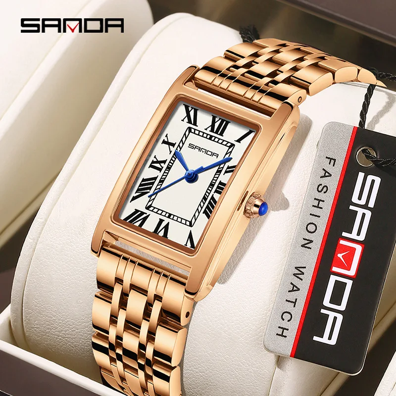 SANDA1150 nouveau Couple montre à la mode et élégant cadran rectangulaire étanche marque de luxe affaires hommes et femmes amoureux cadeau
