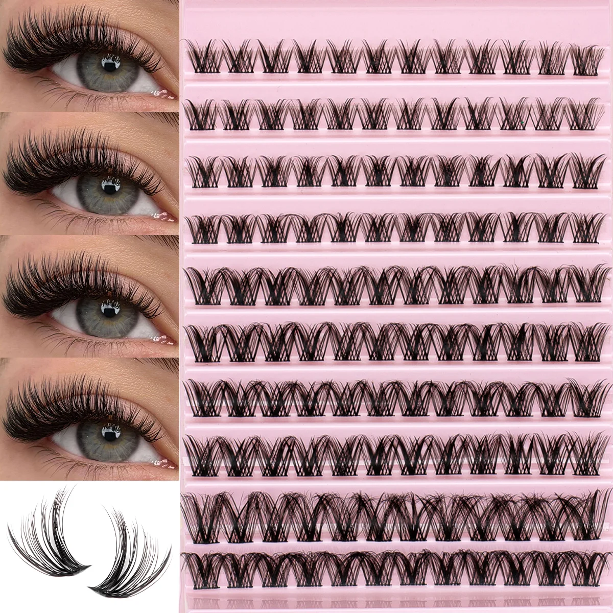 ISEEN DIY Lash Clusters Natural Look 8-16mm Eyelash Extension Volume Individual Lashes Reuseable at Home