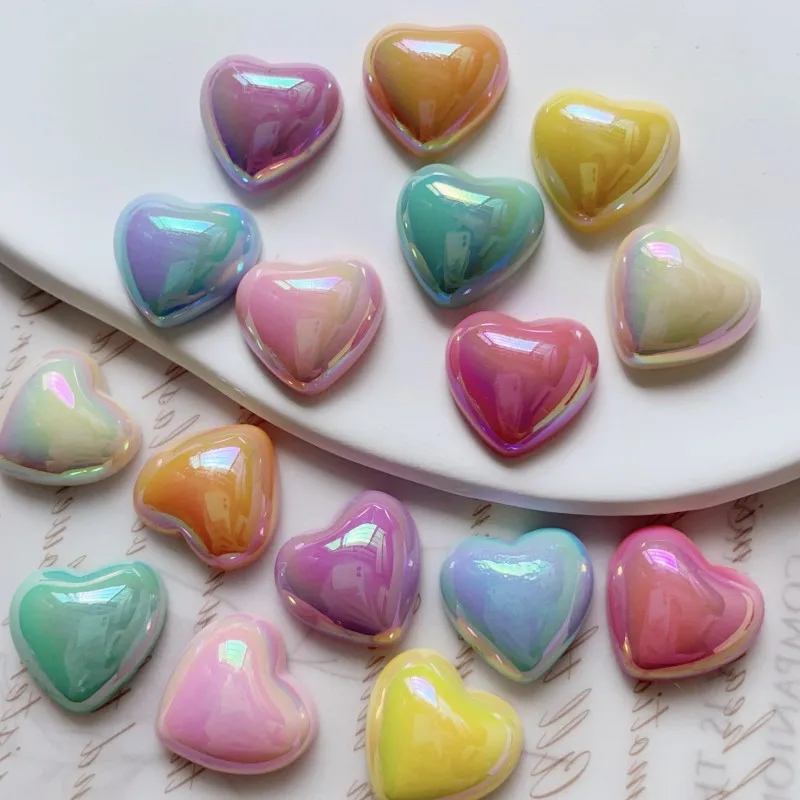 WFFNNKC 10-20Pcs AB Color Love Heart Resin Patch Fashion Jewelry Making Accessories DIY Phone Cases Flatback Decal Wedding Decor