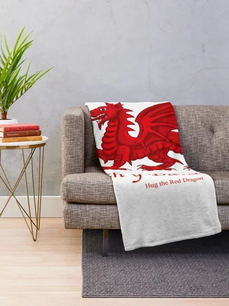 Welsh Red Dragon T-ShirtCwtch y Ddraig Goch - Hug the Red Dragon Throw Blanket Winter beds Luxury Hairys Blankets