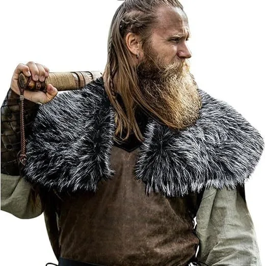 Men's and Women's Same Viking Fur Shawl Medieval  Fur Cloak Shoulder Renaissance Cosplay Costume