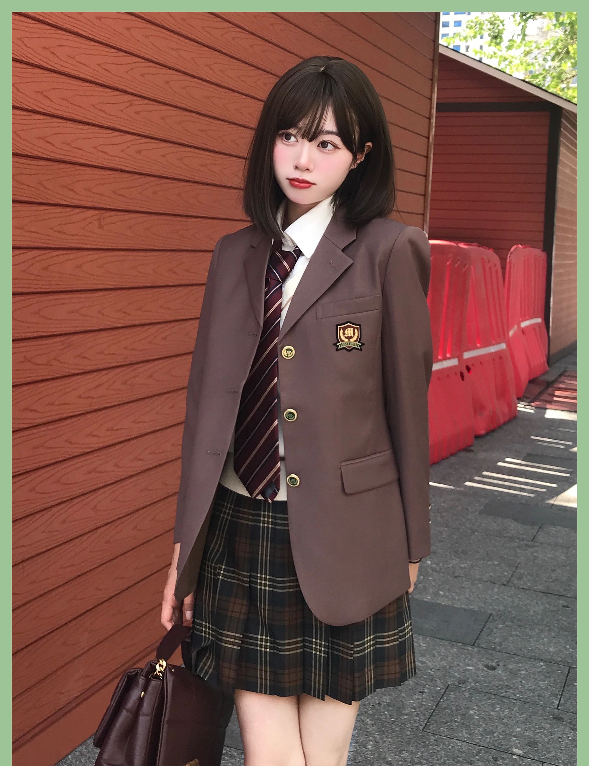 Female Student Suit Jacket Light Red Brown Japan School Uniforms Coats Spring Autumn Korea Campus School Uniform Top Blazer JK