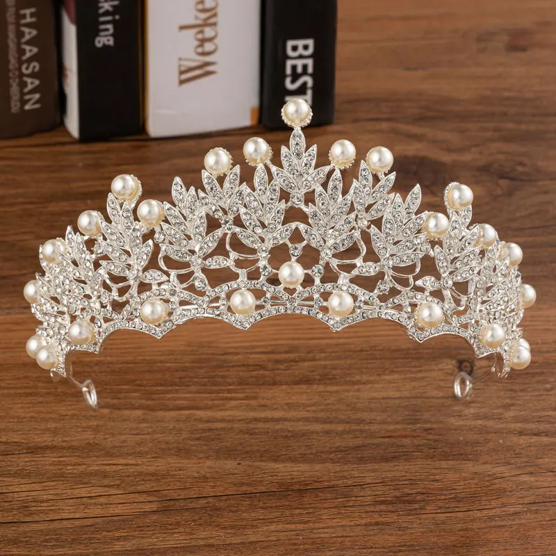 Trendy Simulated Pearls Wedding Hair Accessories For Queen Princess Bridal Tiaras And Crowns Rhinestone Diadems Women Jewelry image 5
