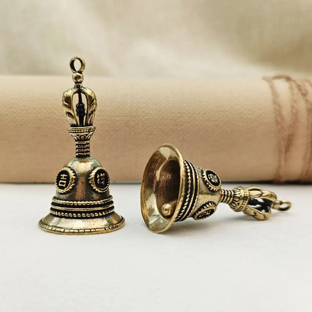 Mini Brass Auspicious Bell Pendant Handmade Brass Craft Brass Bell Wind Chime Antique Copper Fengshui Bell Home Decor