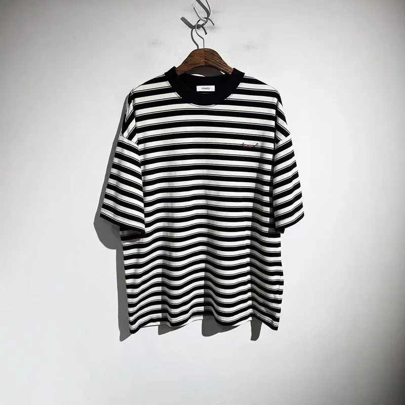 

Martine rose Loose and Comfortable Letter-Design Embroidered Logo Striped Short-Sleeved T-Shirt for Men and Women Trendy Style
