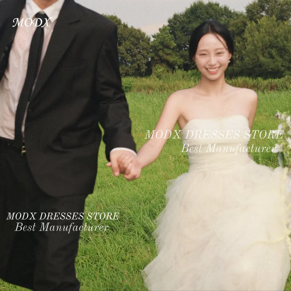 MODX Simple Ivory Strapless Korean Wedding Dresses 2026 Bridal Gown for Photo shoots Vestidos Novias Boda Women Customized