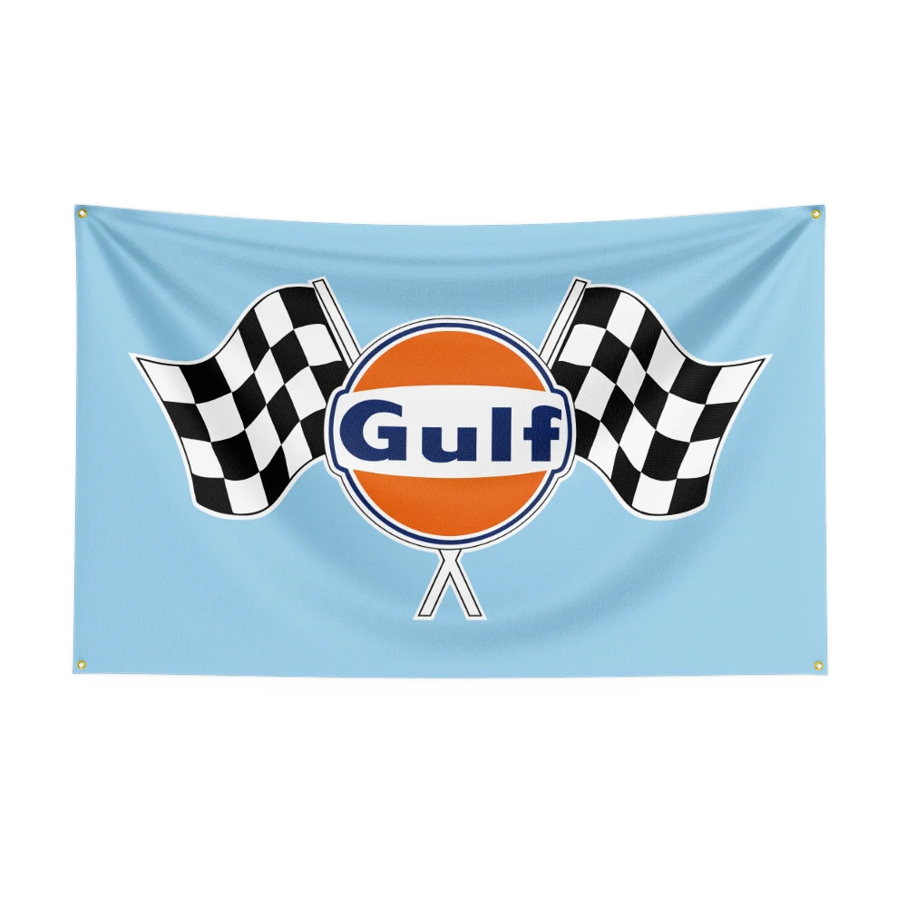 3X5Ft Gulfs Racing Oil Flag For Decor