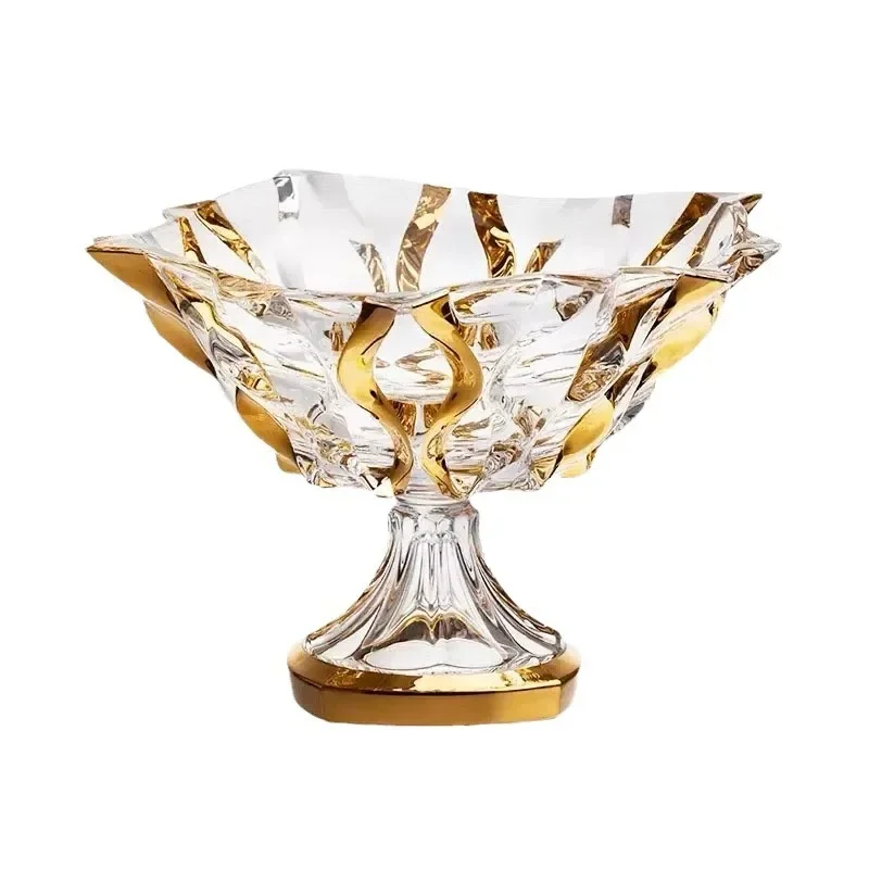 Czech imported crystal glass fruit plate, creative household goods, modern living room Nordic simplicity