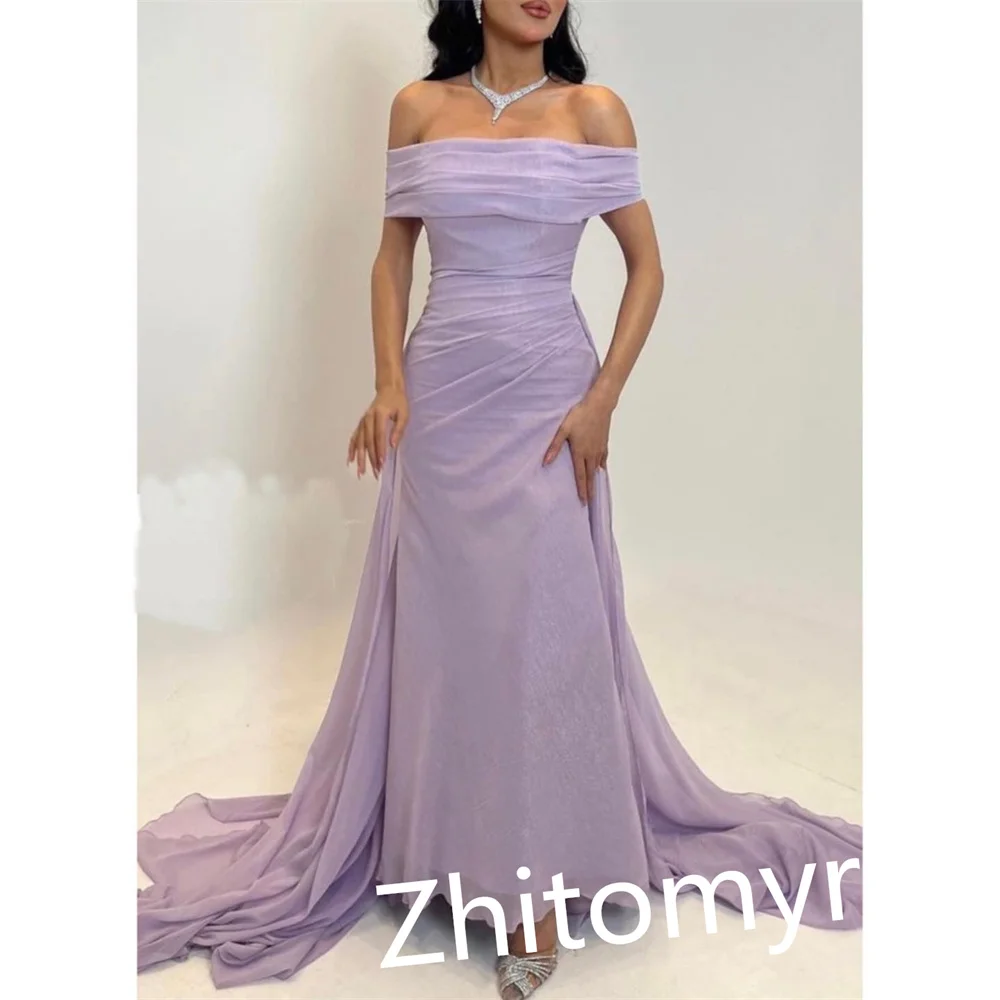 Customized Exquisite Off-the-shoulder A-line Anke Length es Formal Ocassion Gown Organza vtidos de noche elegant para mujer