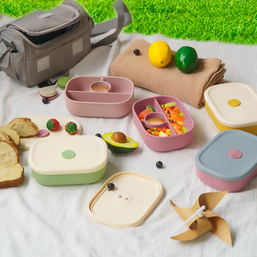 1PCS Baby Feeding Lunch Box With Compartments Lunch Food Container With Lids Portable Bowl Bento Box For Kids School Baby Stuff