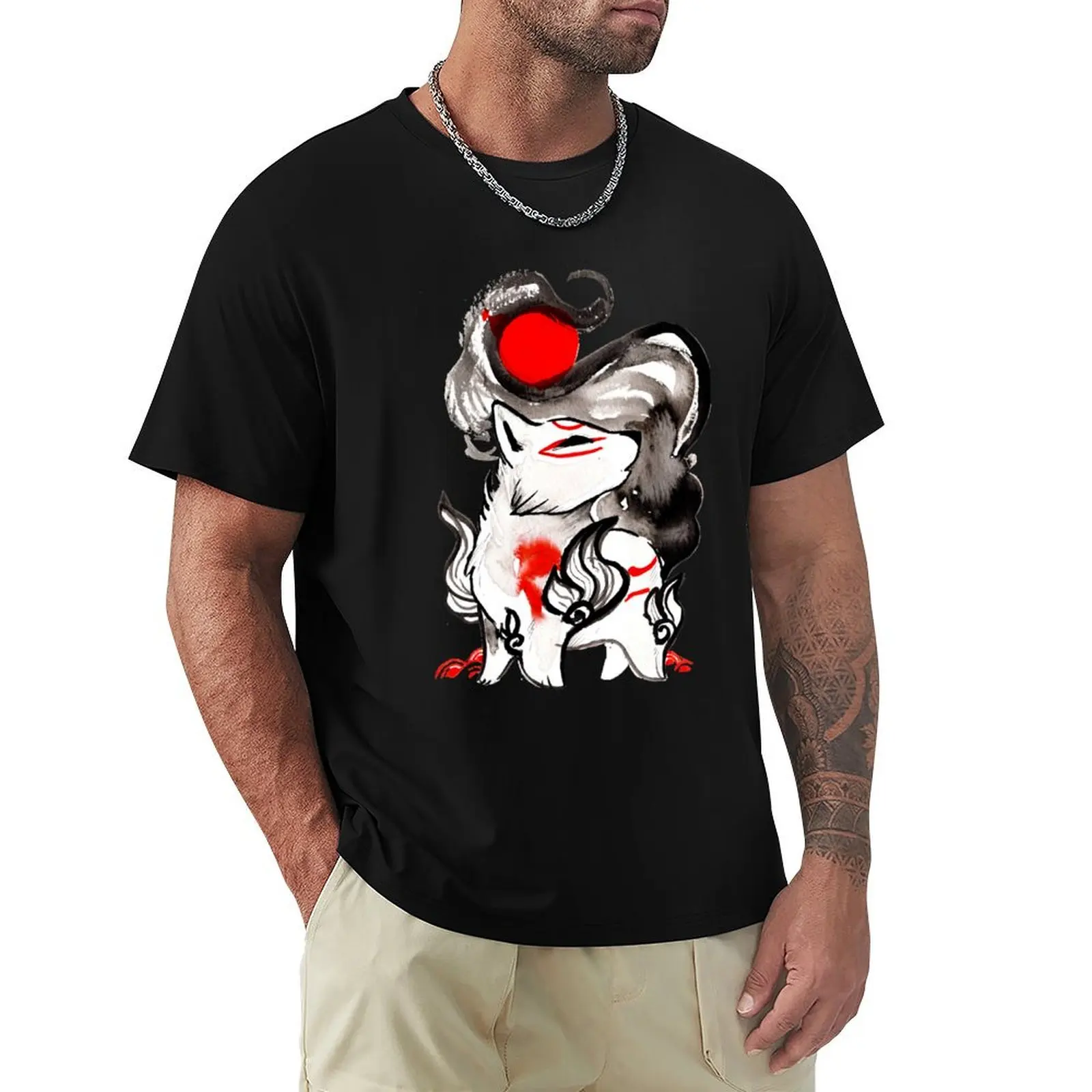 

Fansart Okami Amaterasu II T-Shirt valentines clothes anime t shirts mens white t shirts