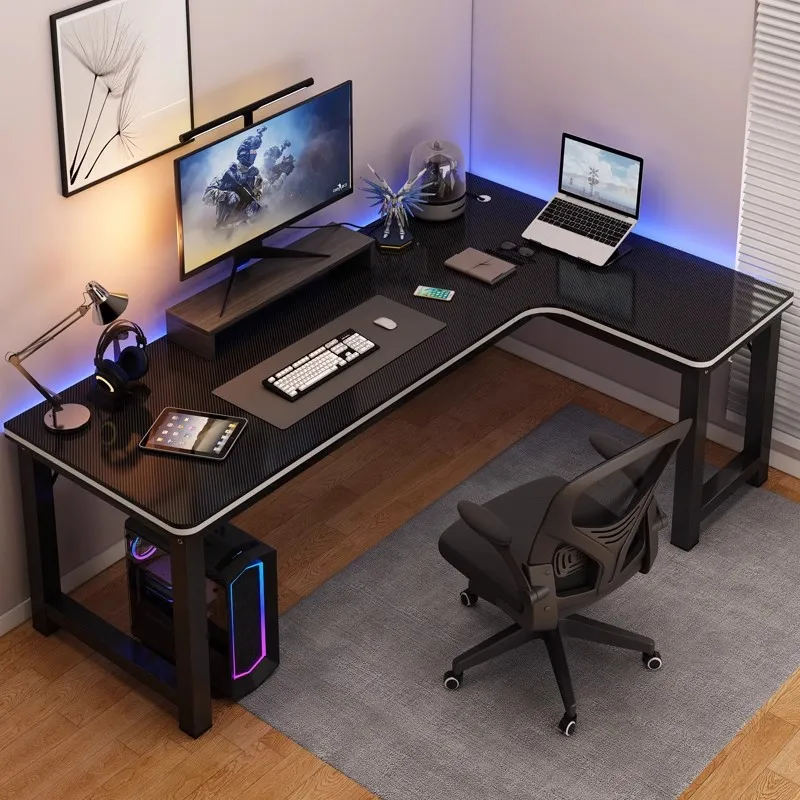 

Corner gaming table Computer desk Desktop household double desk Bookshelf table Bedroom corner