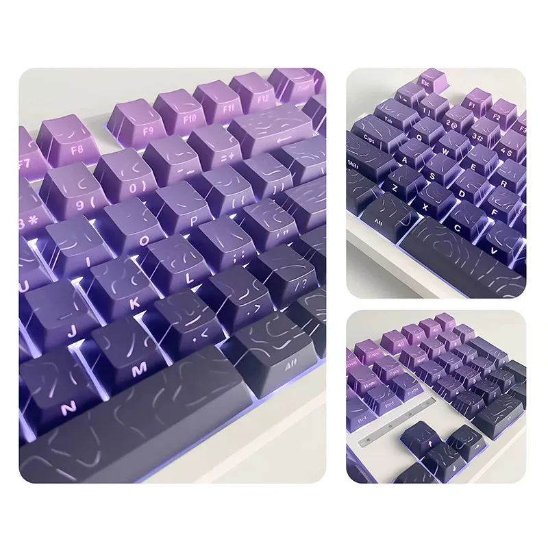 Purple contour side engraved light transmission gradual change keycap adaptation wooting step from ace68 key 87 key 108 key
