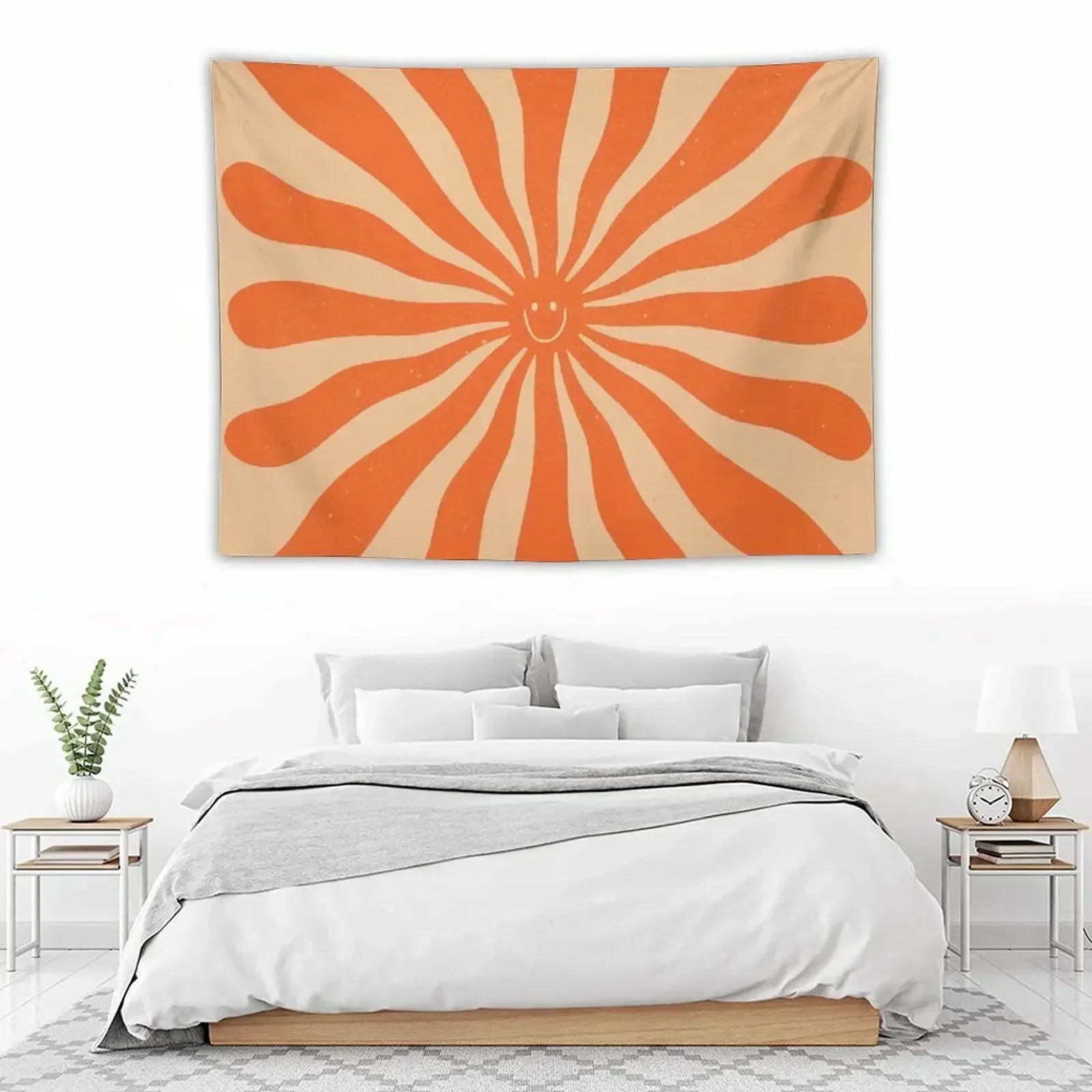 

Retro Sun Vintage 70s 2 Orange Tapestry Decorative Paintings Aesthetic Room Decoration Tapestry