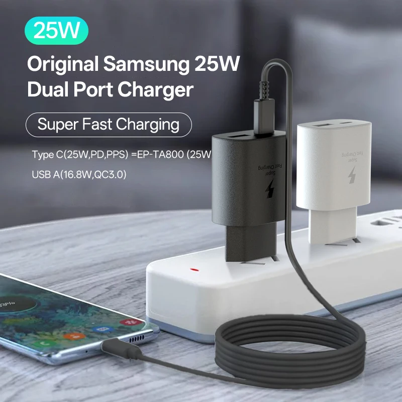 25W Samsung Charger Super Fast Charging Adapter Type C Galaxy S25 S24 S23 S22 S21 Plus A56 A55 A05s A54 A16 A35 A25 Z Flip 7 6 - náhled 2