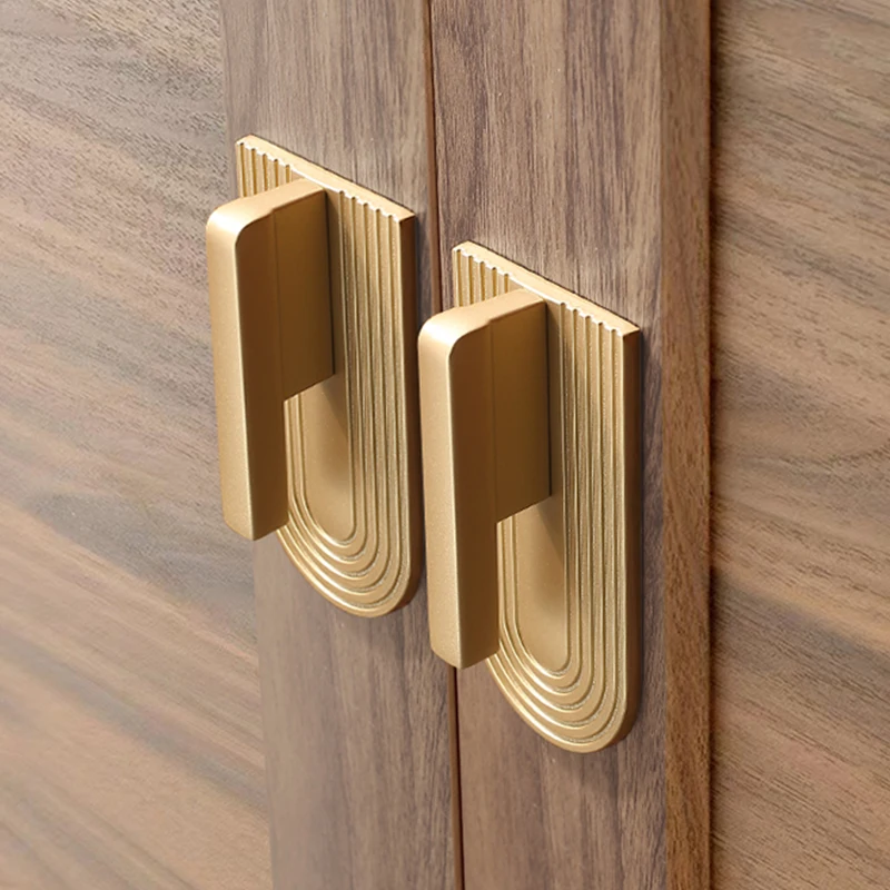 Gold Cabinet Door Handles Modern Simple Wardrobe Door Drawer Light Luxury High-end Furniture Handle French Kitchen Drawer Handle