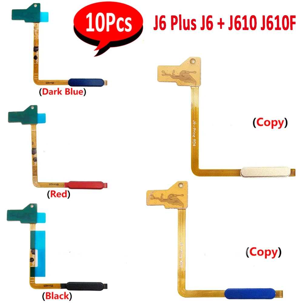 

10 шт., сенсорный датчик отпечатков пальцев, переключатель питания ВКЛ./ВЫКЛ., Боковая кнопка домашнего меню, ключ, гибкий кабель для Samsung J6 Plus J6 + J610 J610F