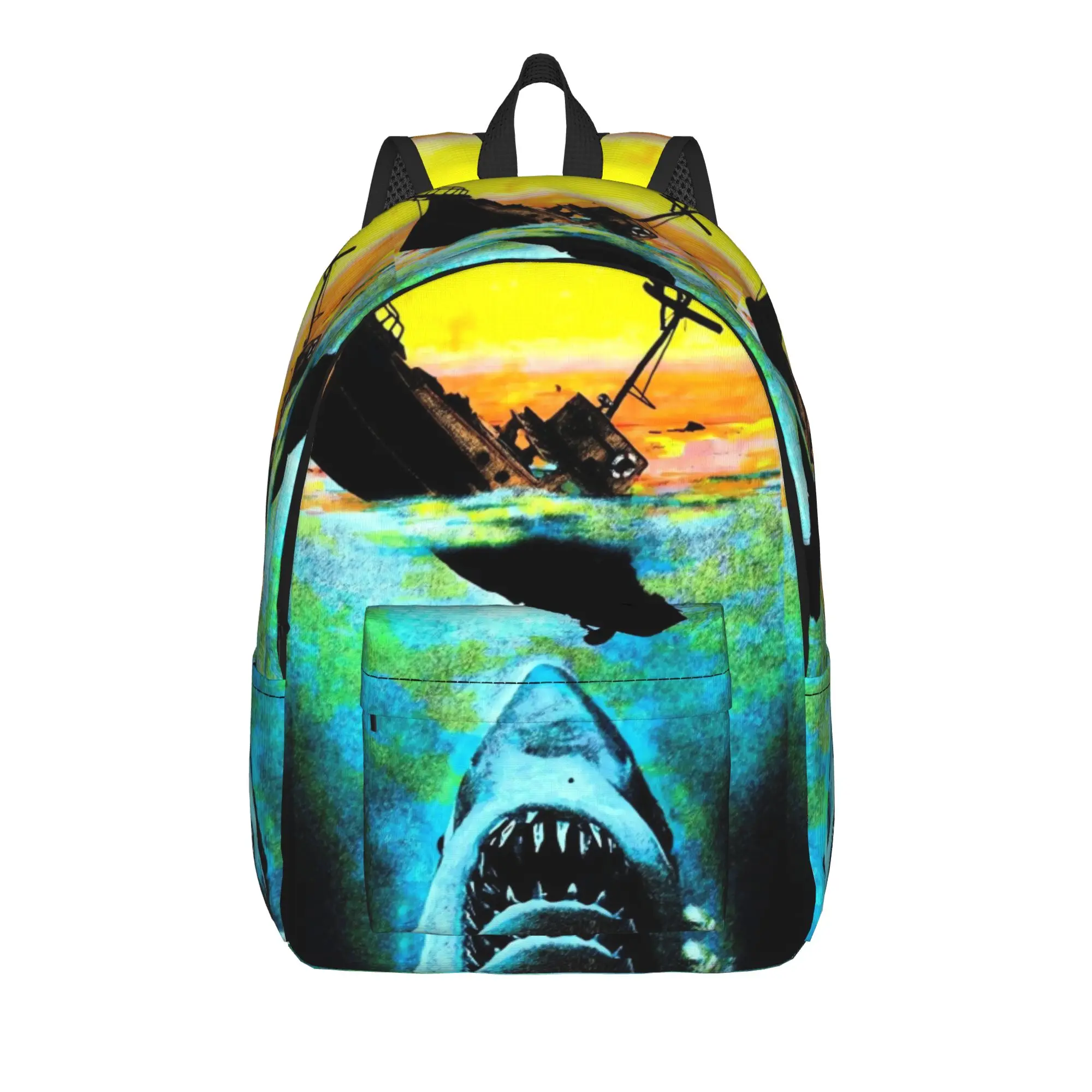 Jaw-Shark Classic Film Amity Island Backpack Student Unisex  Backpacks Polyester Elegant School Bags Trekking Custom Rucksack