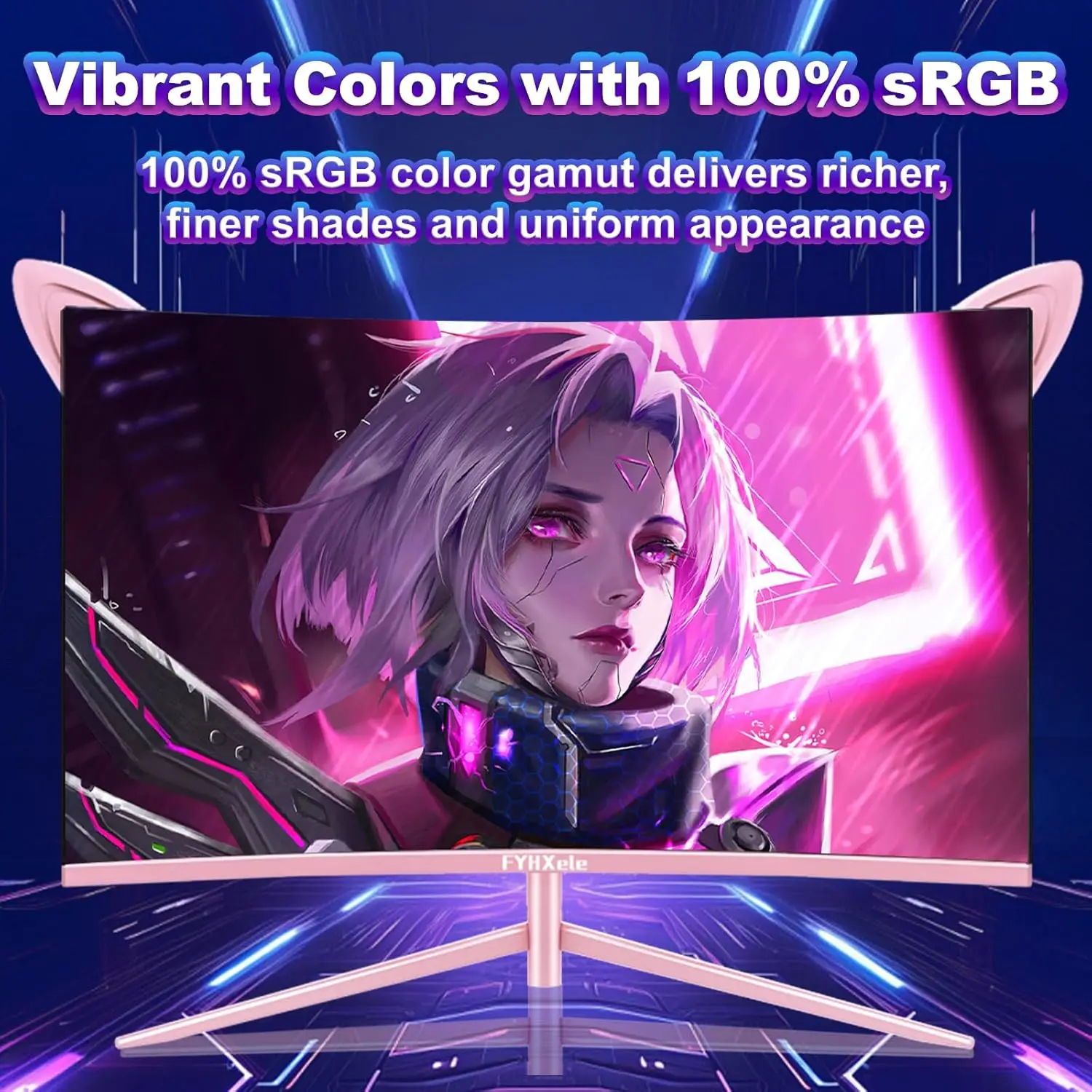 FYHXele Monitor Curvo para PC Gamer de 27 polegadas 1080P/1440P 165Hz Taxa de Atualização 1ms Tempo de Resposta G-Sync Compatível com DP Porta HDMI VESA