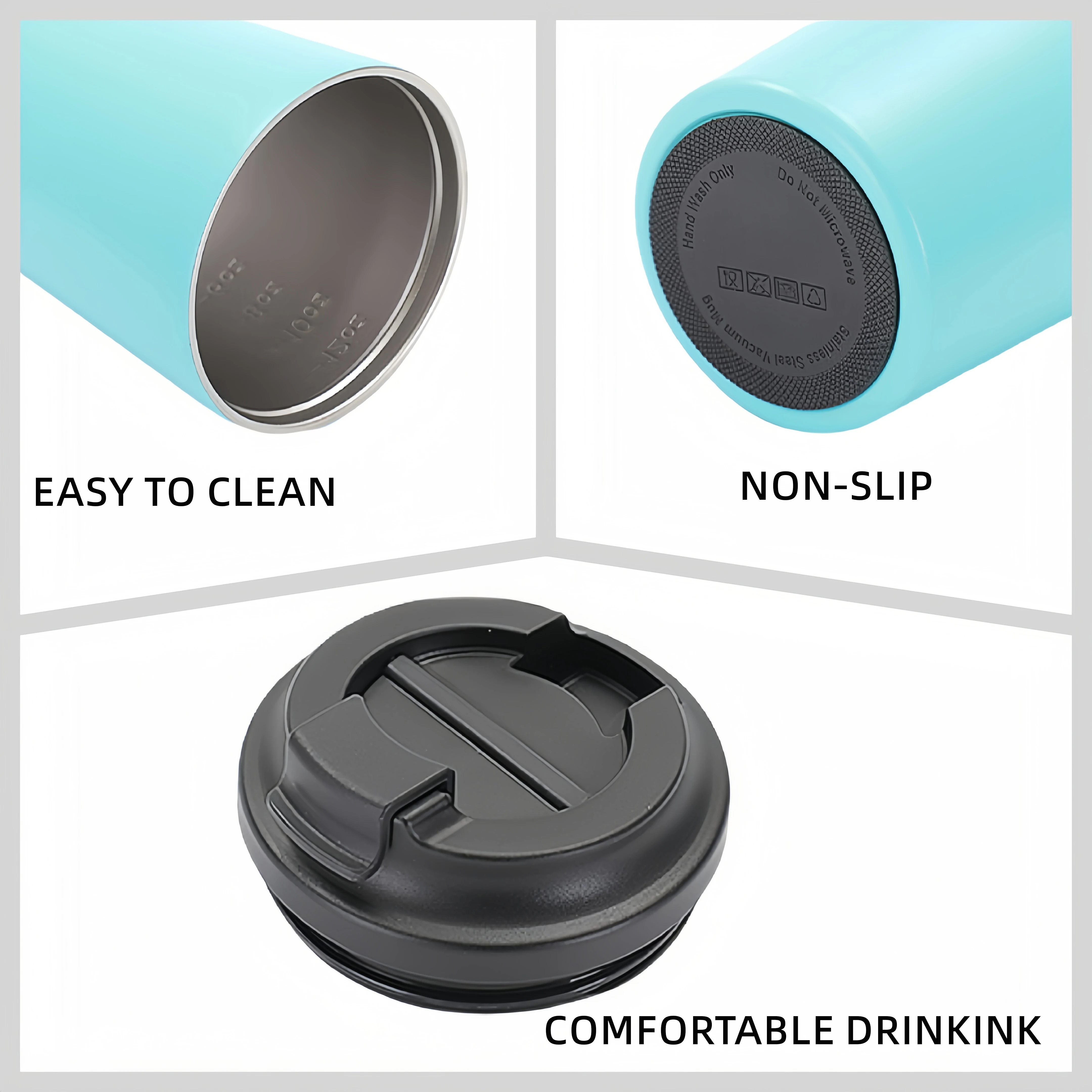 350ml/12oz Double Stainless Steel 304 Coffee Thermos Mug Leak-Proof Non-Slip Car Vacuum Flask Travel Thermal Cup Water Bottle