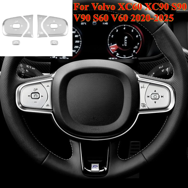

For Volvo XC60 XC90 S90 V90 S60 V60 20-25 Steering Wheel Trim Sequin Frame Button Interior Trim Supplies Decorative Car Stickers