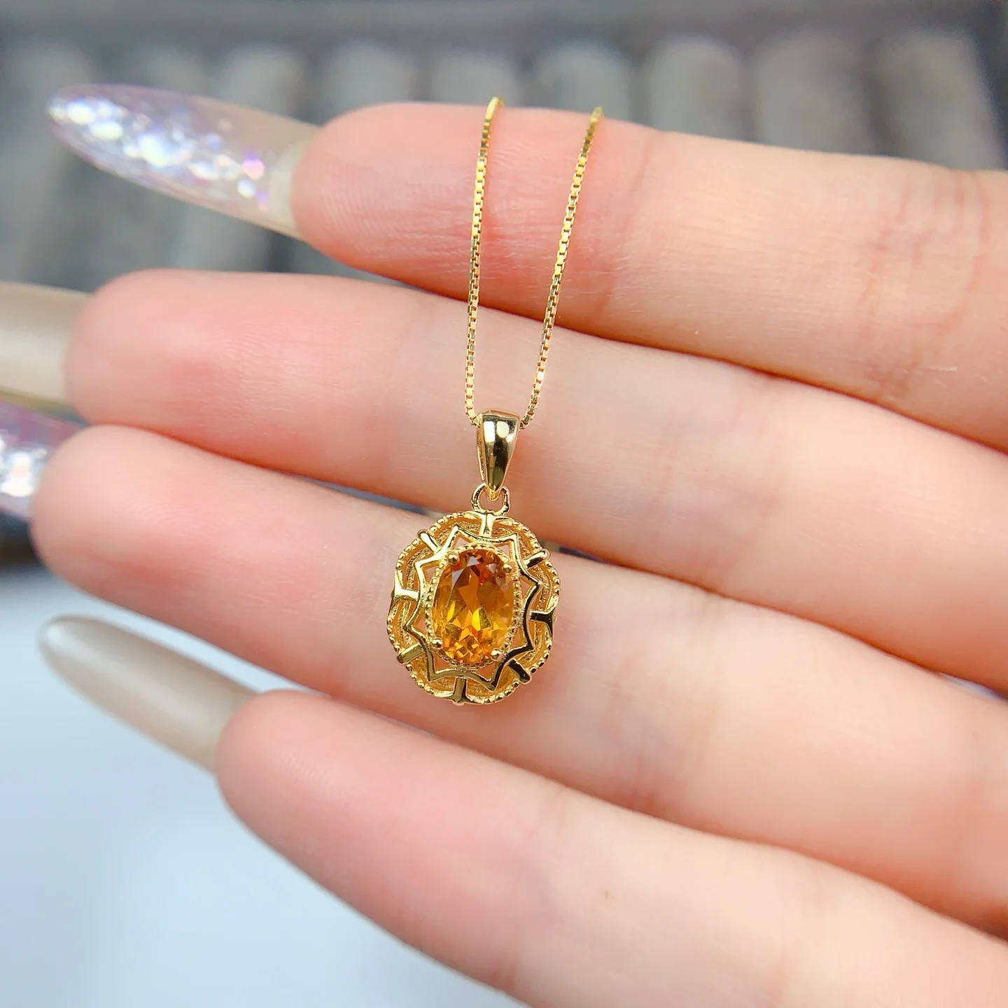 

Новый кулон из серебра 925 пробы с жестоким желтым топазом 5х7 мм, универсальный, модный, легкая роскошь, женский, ретро, изысканный