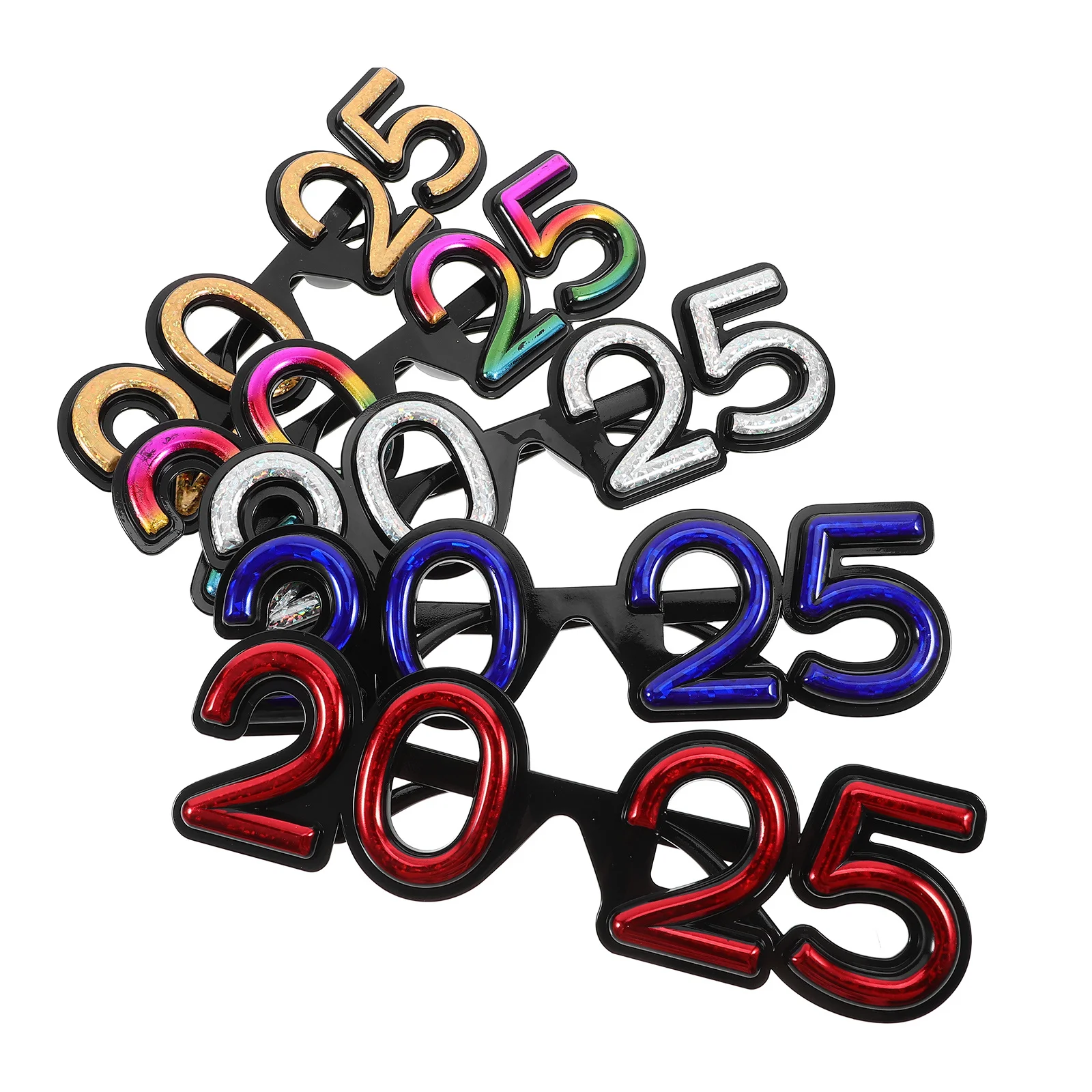 5개 플라스틱 2025 안경 새해 파티 장식 재미있는 안경 가벼운 내구성 부드러운 마감 축하 행사용