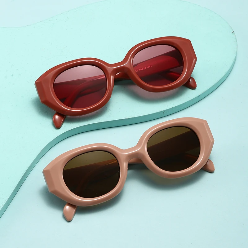 New Fashion Thick Frame Cat Eye Sunglasses Vintage Round Brand Design Sun Glasses Female Multi Color Eyewear UV400 Gafas De Sol