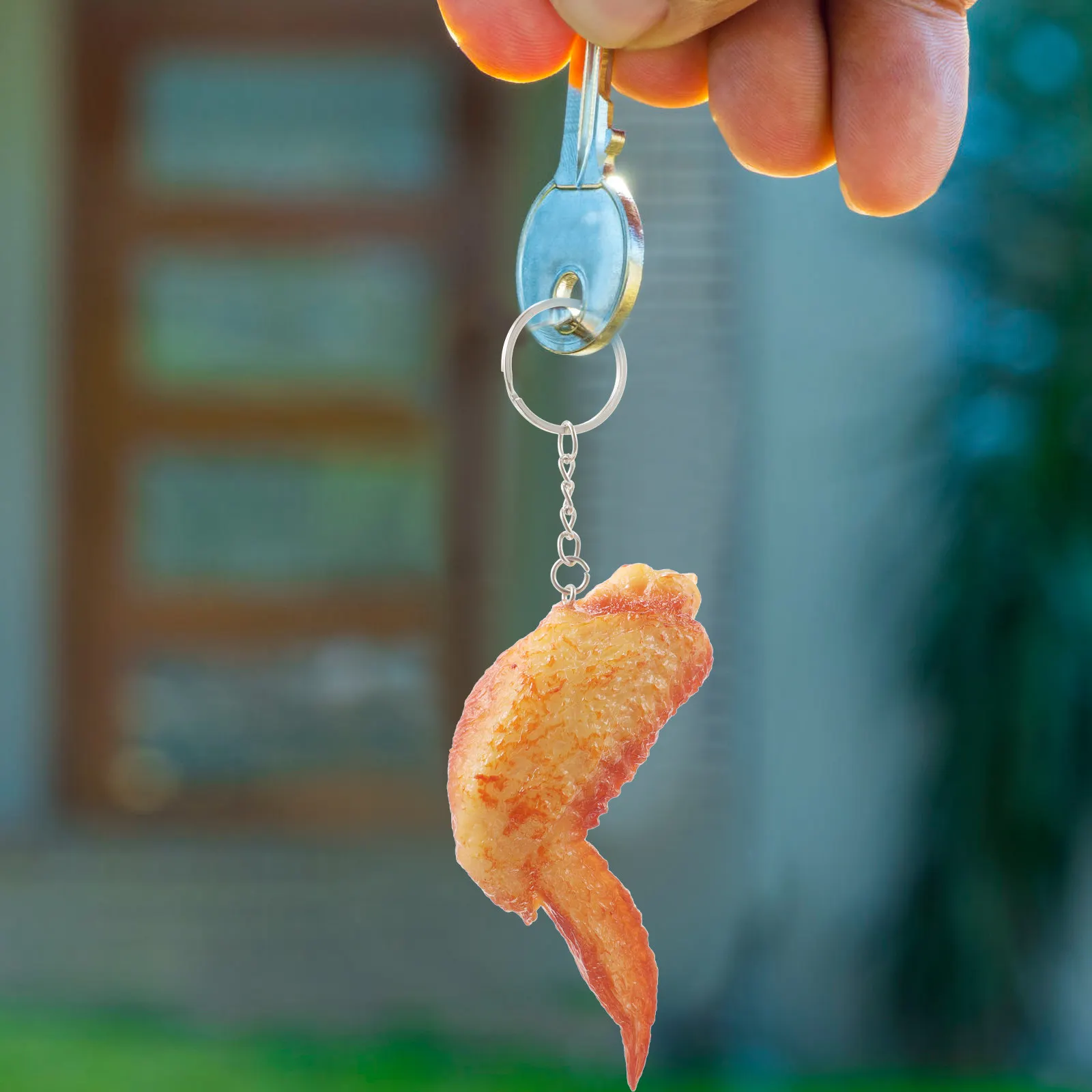 

Chicken Wing Keychain Decorative Simulation Food Pendant Realistic Cute Key Ring Bag Hanging Pendant Key Holder Car Accessories