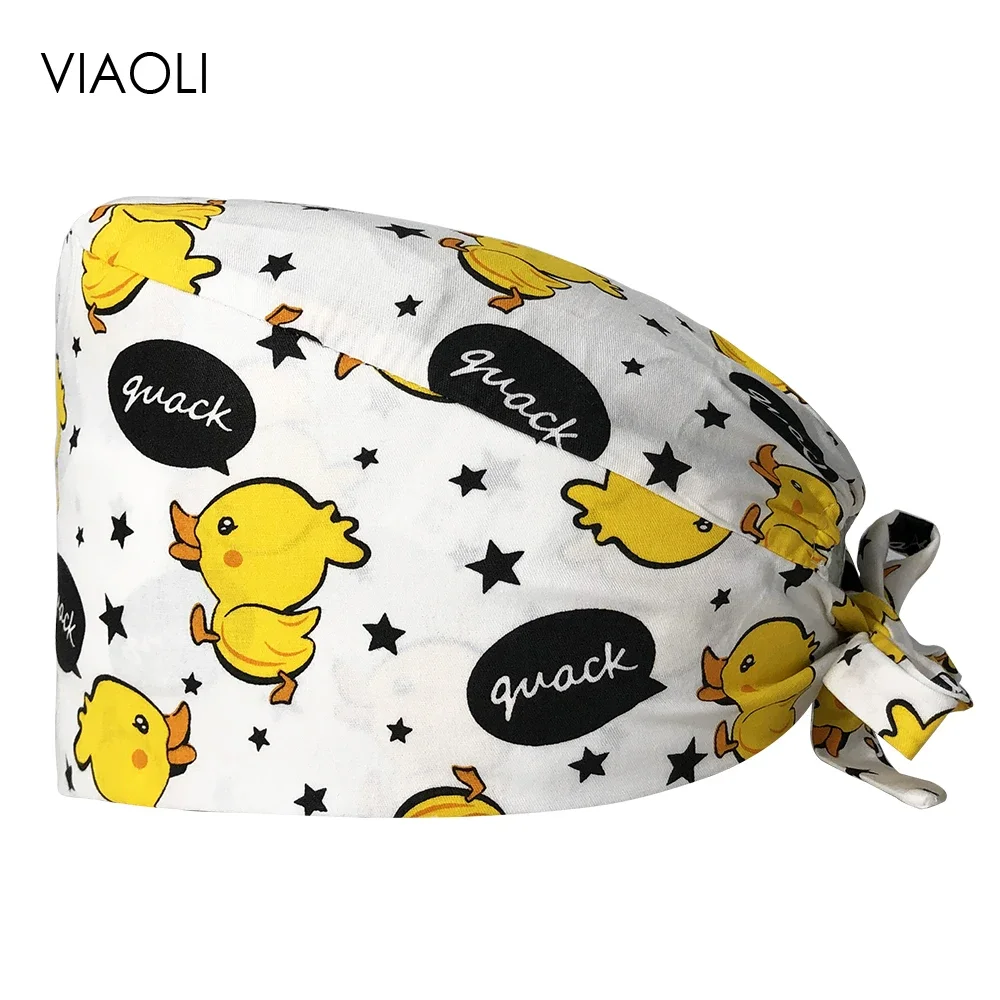 Unisex Adjustable Multicolor Printing Clinical Surgical Hat Scrub Caps Pet Clinic Hat Wholesale Medical Hat Nurse Accessories