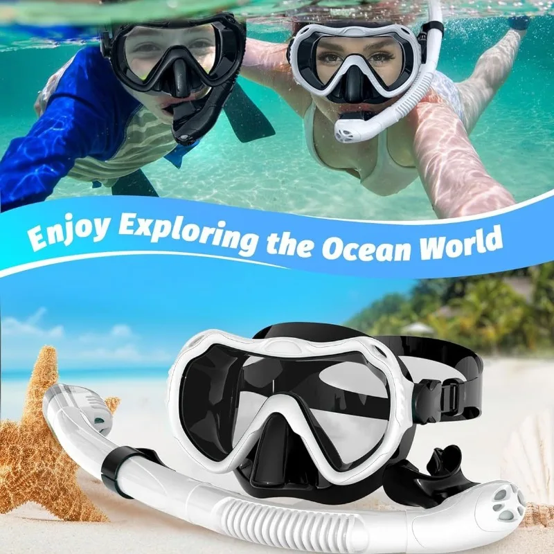

Adult Silicone Skirt Professional Goggles Diving Mask Breathing Tube Set Fully Dry Goggles Breathing Tube Scuba Diving Set