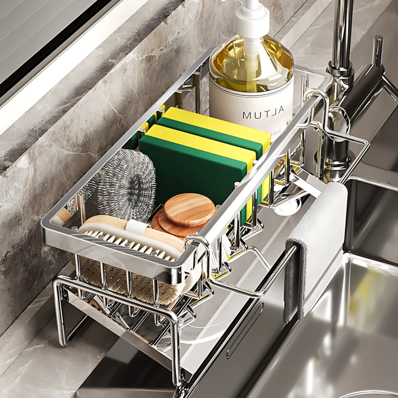 

Tilt-Water Filter Shelf: Instantly Drains Sponges & Keeps Sink Dry. The Must-Have for a Clean & Efficient Christmas Kitchen!