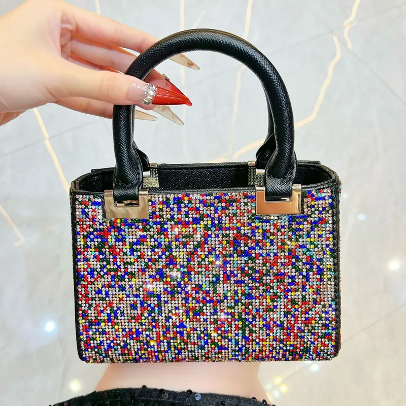 

2025 Luxury Color Rhinestone Evening Clutch Bag Brand Design New Fashion Women Wedding Diamonds Handbags Lady Crossbody Bag