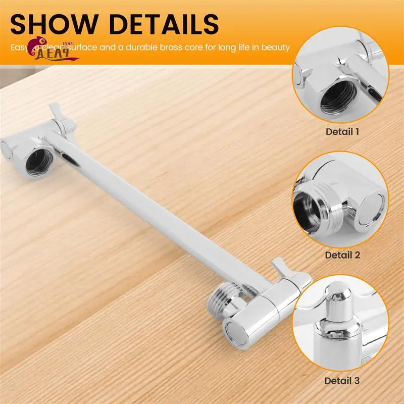 

AEA9-Shower Arm Extension, Arm Extender,Adjustable Height Shower Head Arm,Brass Shower Head Extension Arm,High Polished Chrome F