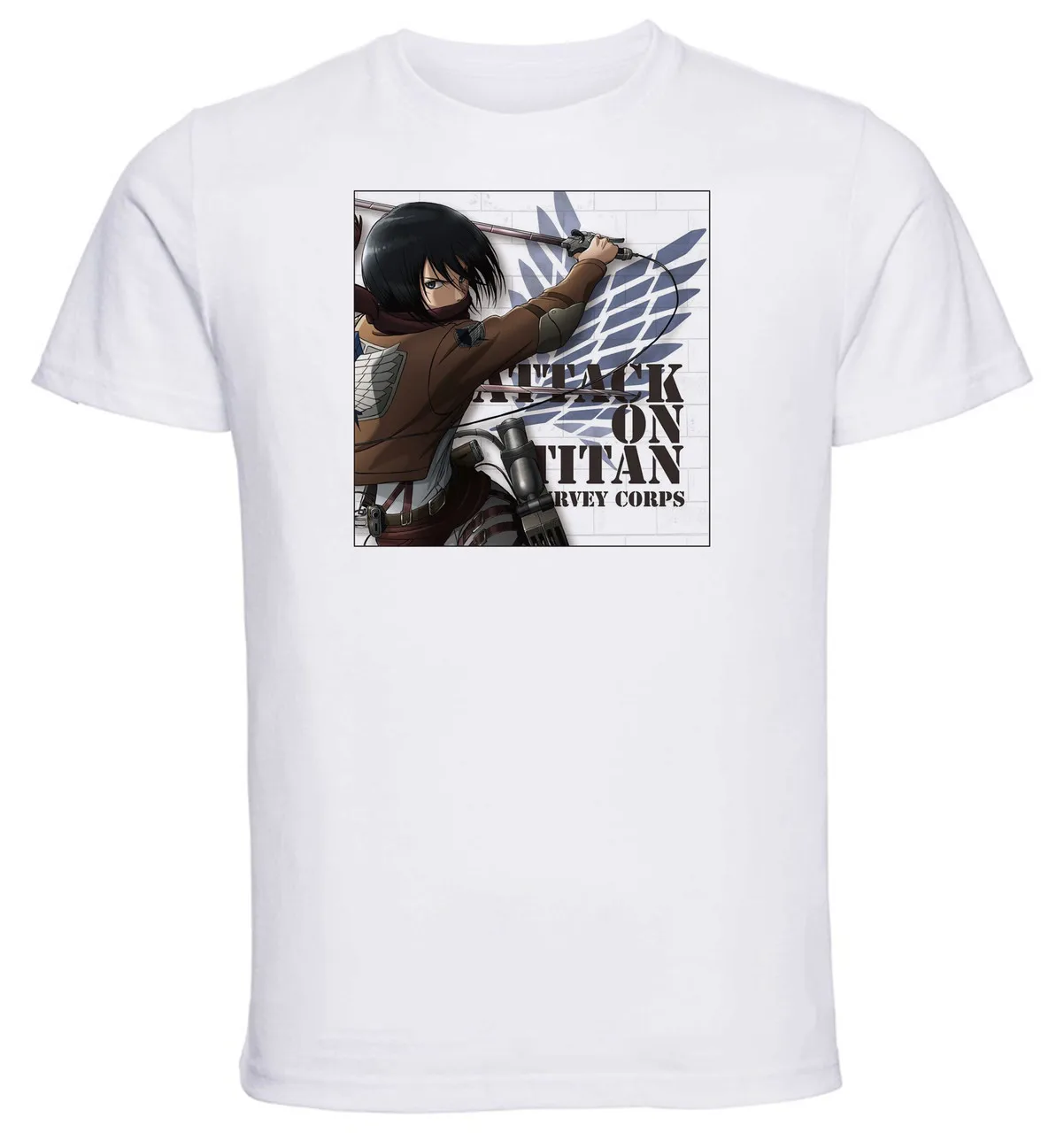 T-Shirt Unisex White - Attack on Titan - Survey Crorps - Mikasa Ackerman