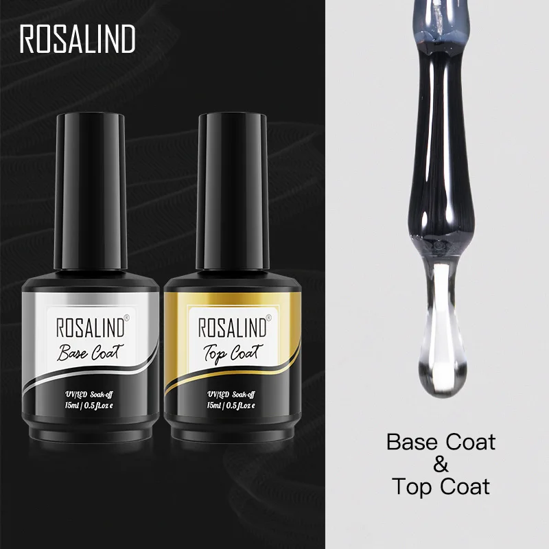 ROSALIND 15Ml Top Coat Gel UV กึ่งถาวรโคมไฟ LED Soak Off เล็บยาวนานการตกแต่งศิลปะเล็บภาษาโปลิชคำ Top Coat